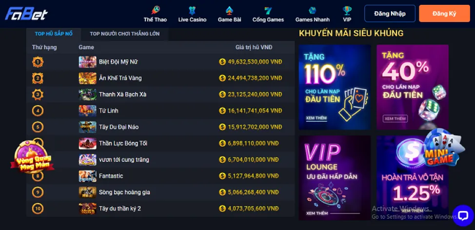Ưu đãi chào mừng vf88